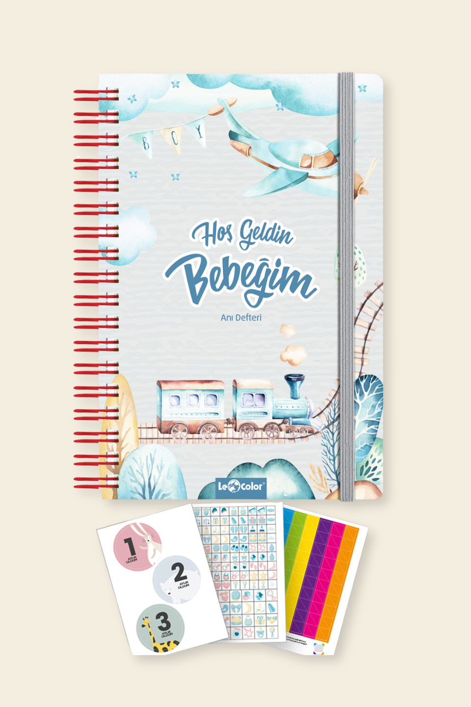 Bebek Anı ve Anne Hamile Albümü Erkek+ 241 StickerBebek Anı Defteri ve Hamile Albümü Erkek + Sticker