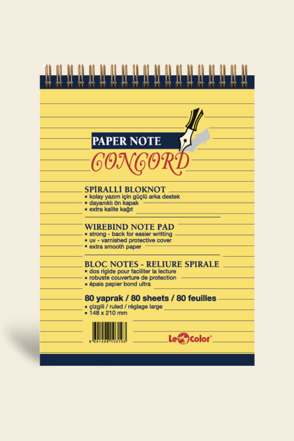 Concord Ofis Bloknot A5 Kareli Sarı Defter | LeColorConcord Ofis Bloknot A5 Çizgili Sarı