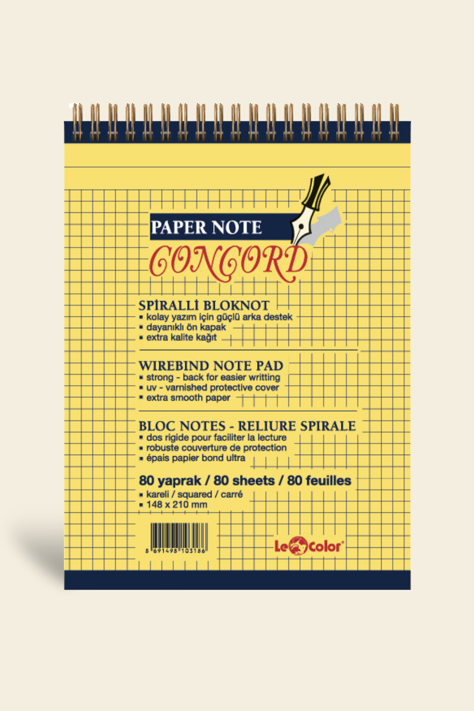 Concord Ofis Bloknot A5 Kareli Sarı | LeColorConcord Ofis Bloknot A5 Kareli Sarı