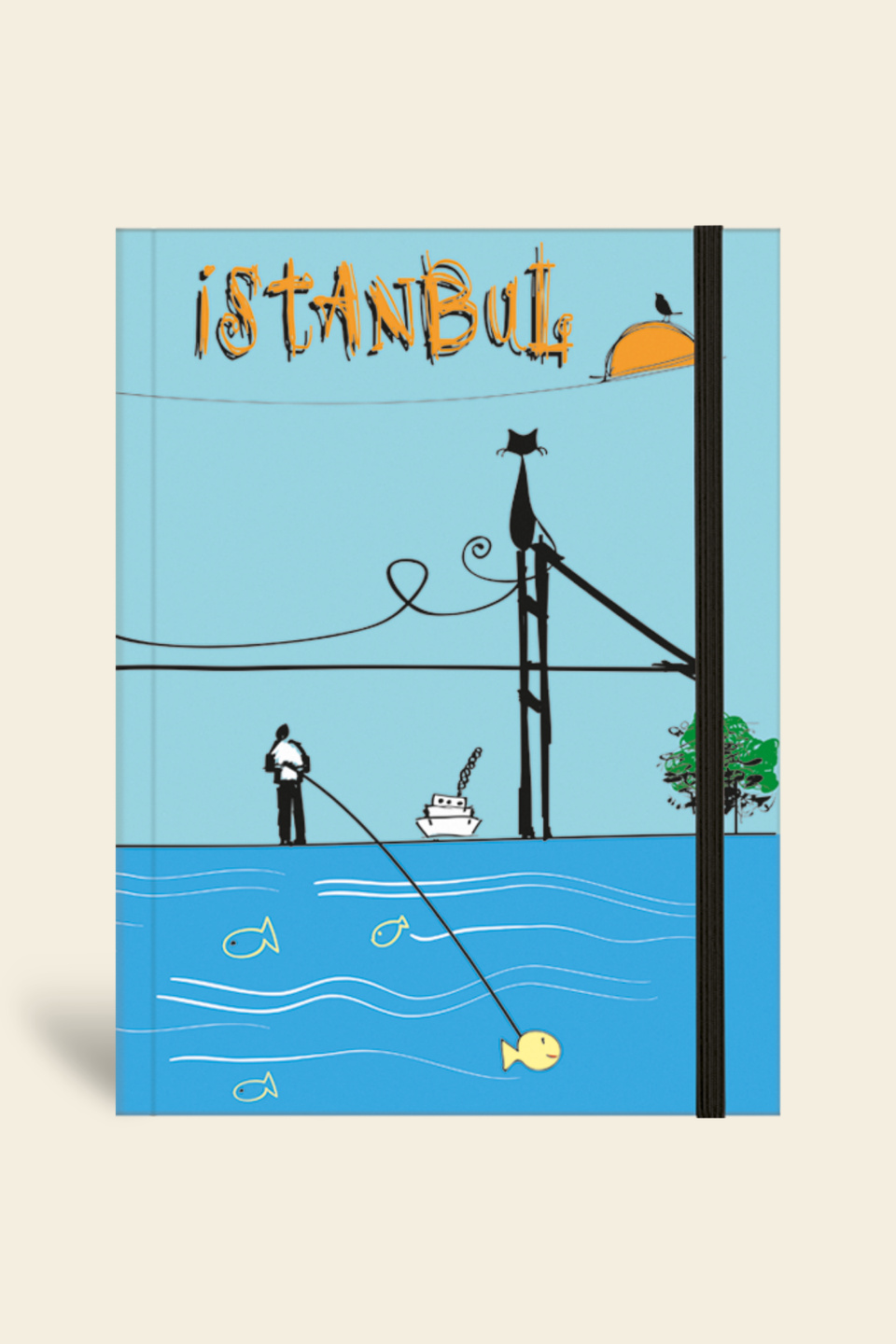 Renkli İstanbul Defter Çizgili Lastikli Boğaz