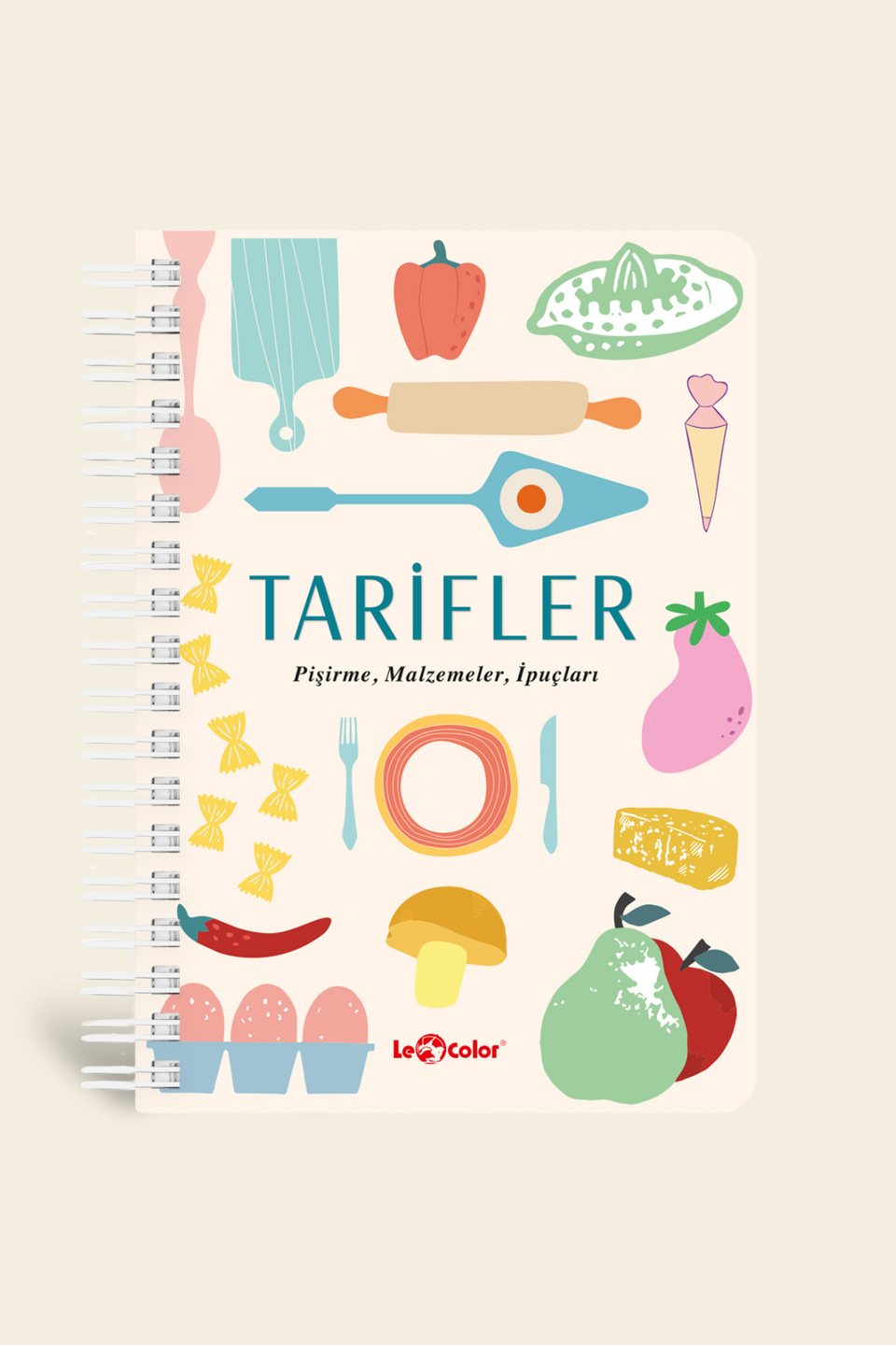 Yemek Tarif Defteri Görselli Spiralli BejYemek Tarif Defteri Görselli Spiralli Bej 