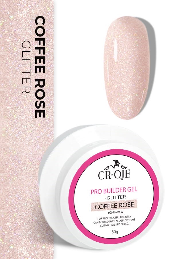 CROJE KALICI OJE (Orta Akışkan Kıvam) Pro Builder Gel (Glitter Coffee Rose) 50 gr
