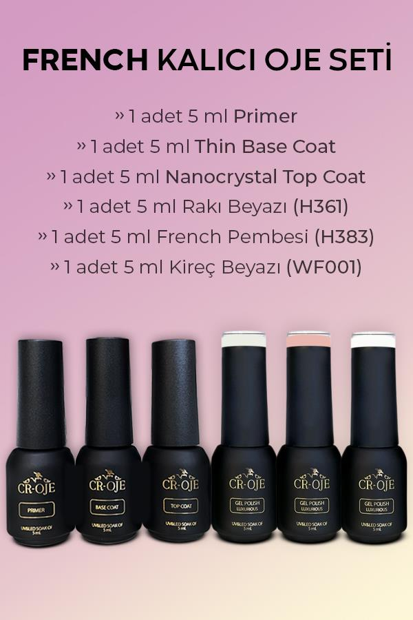 Kalıcı Oje French Set Top Coat/base Coat/primer 3 Adet Kalıcı Oje