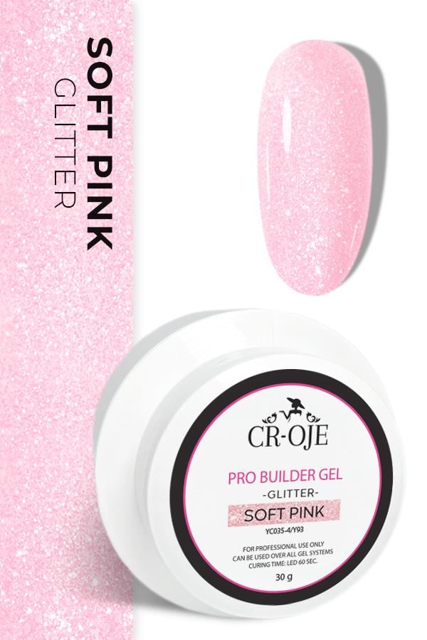 (Orta Akışkan Kıvam) Pro Builder Gel (Glitter Soft Pink) 30 gr