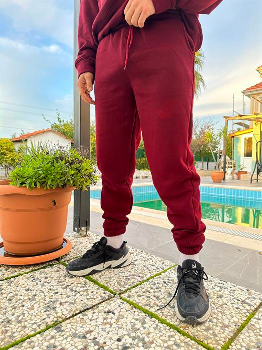 EŞOFMAN ALTI & JOGGERBordo 3 İplik Kelepçe Paça Eşofman SC 2024