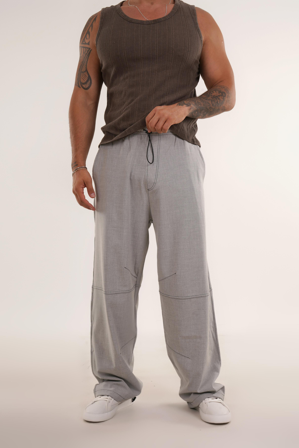 EŞOFMAN ALTI & JOGGERGri Yüksek Kalite Dikiş Detaylı Baggy Pant. VMS 30966