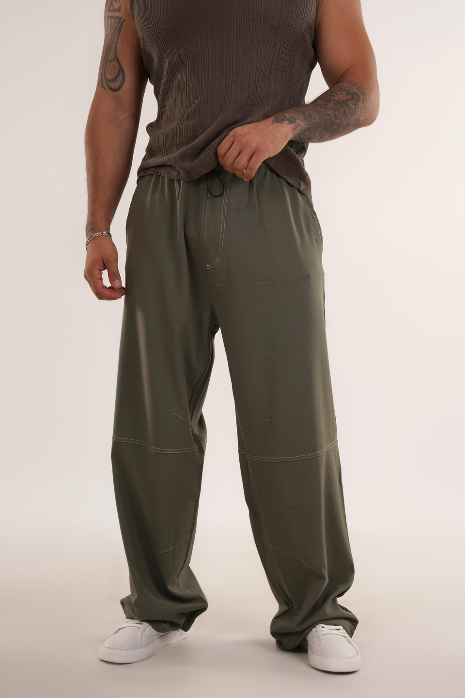 EŞOFMAN ALTI & JOGGERHaki Yüksek Kalite Dikiş Detaylı Baggy Pant. VMS 30966