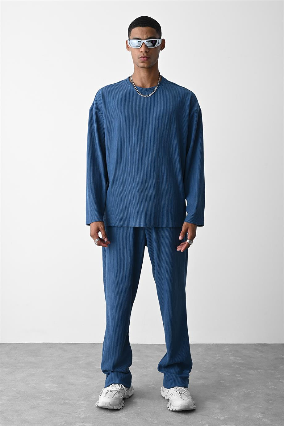 EŞOFMAN ALTIİndigo Ottoman Tracksuit Bol Kalıp Eşofman VMS-30878