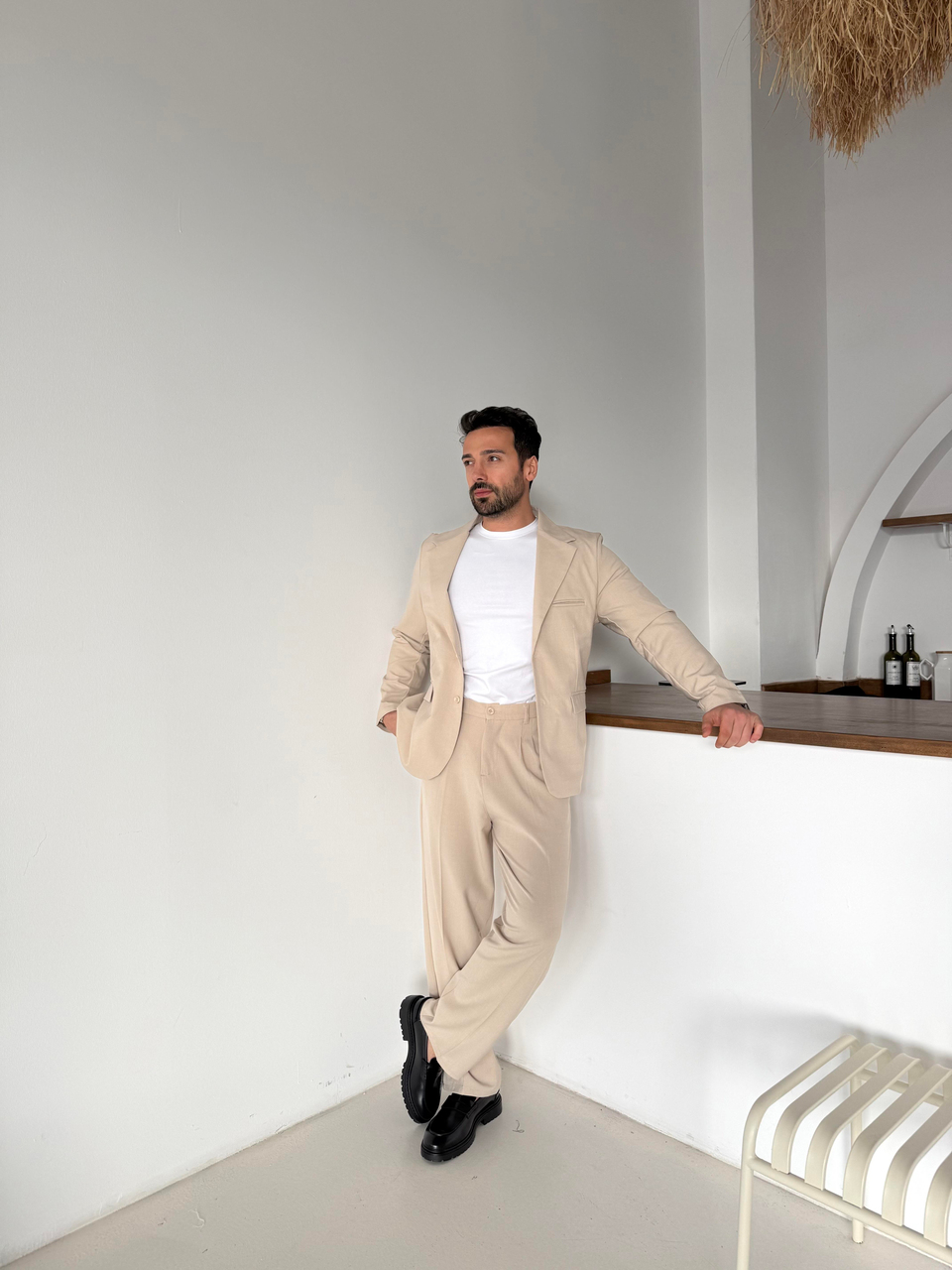 Eşofman TakımıBej Bezayağı Pamuk Oversize Takım Elbise SNZ 1325