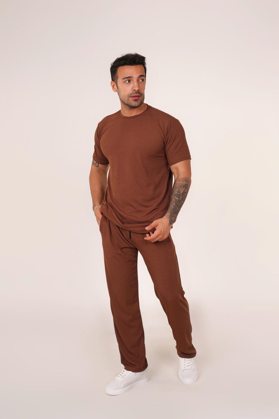 EŞOFMAN TAKIMIKahve Burgu T-Shirt Eşofman Takım TB