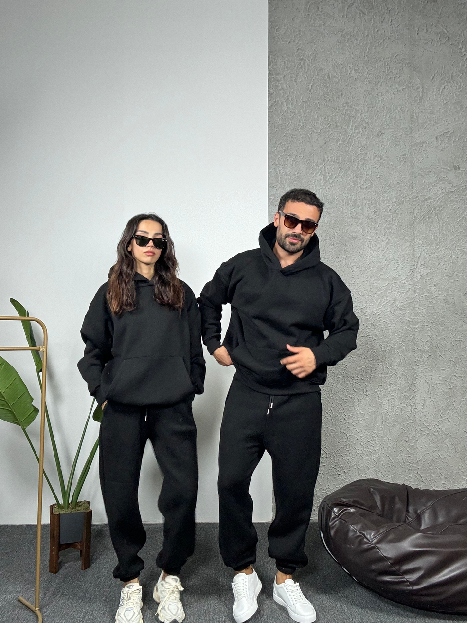 EŞOFMAN TAKIMISiyah 3 İplik Hoodie Alt Üst Takım SC