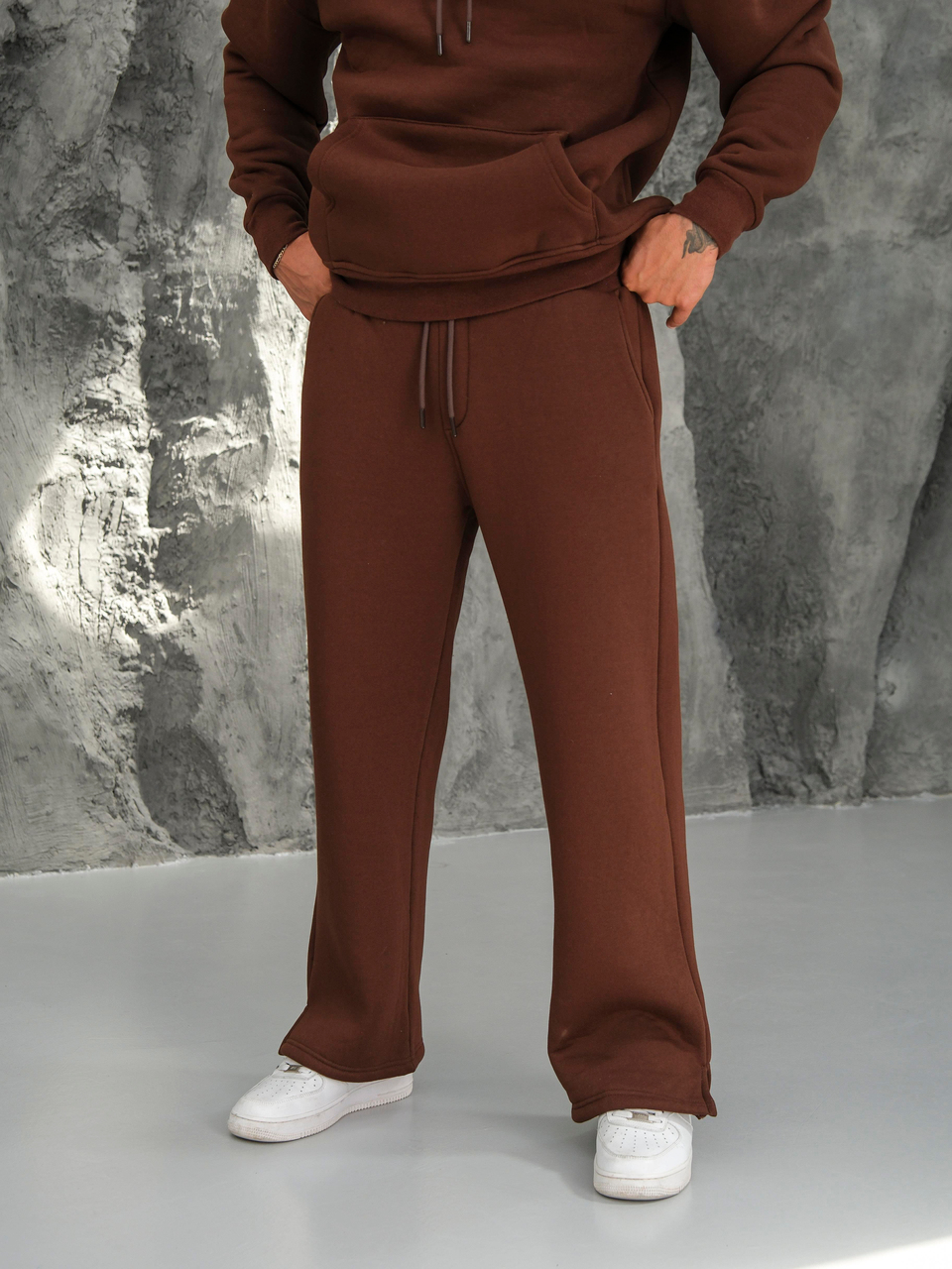 EşofmanKahve 3 İplik Oversize Compak Baggy Eşofman SC