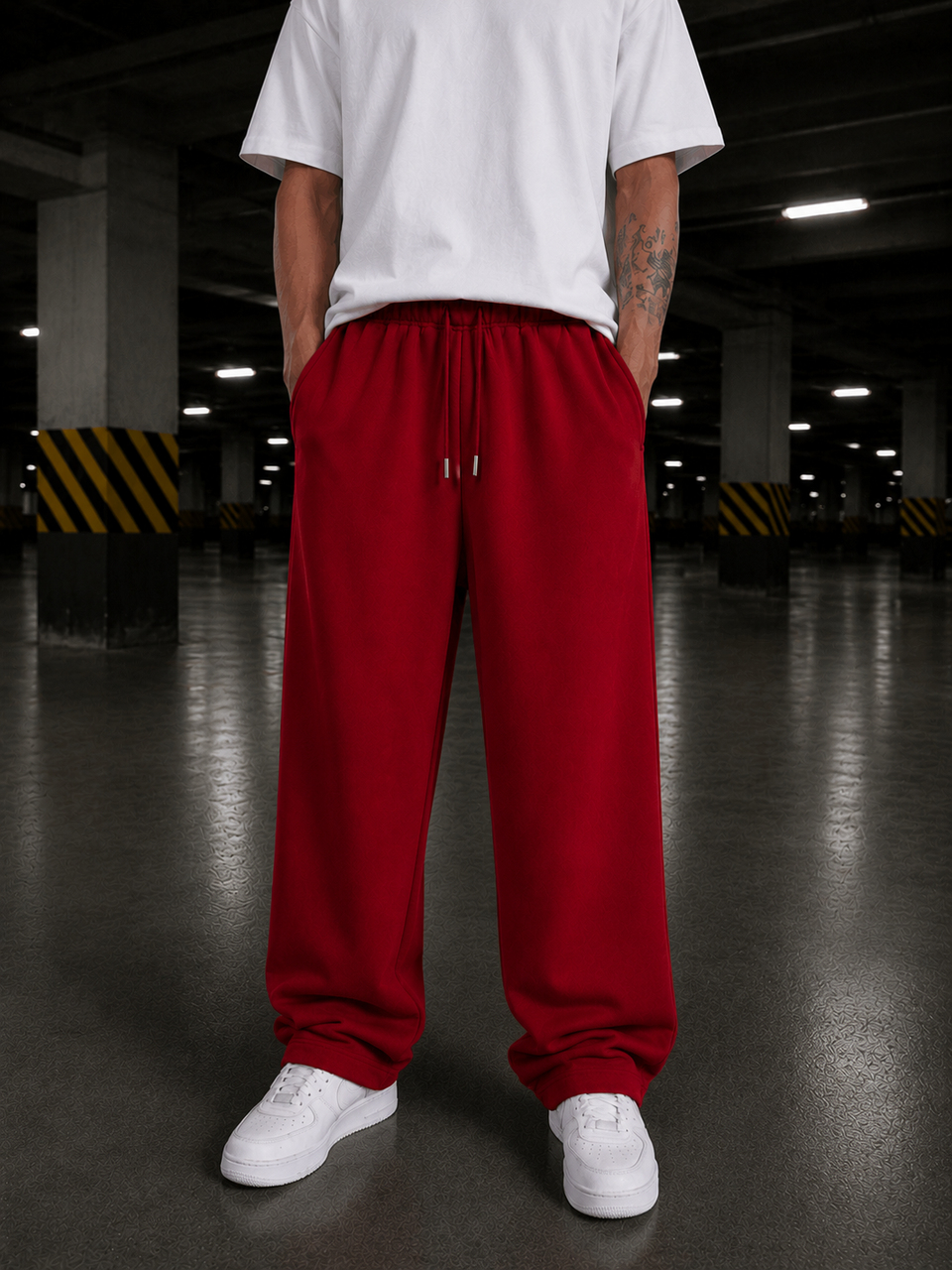 EşofmanKırmızı Unisex Stoper Paça Pamuk Eşofman SC2