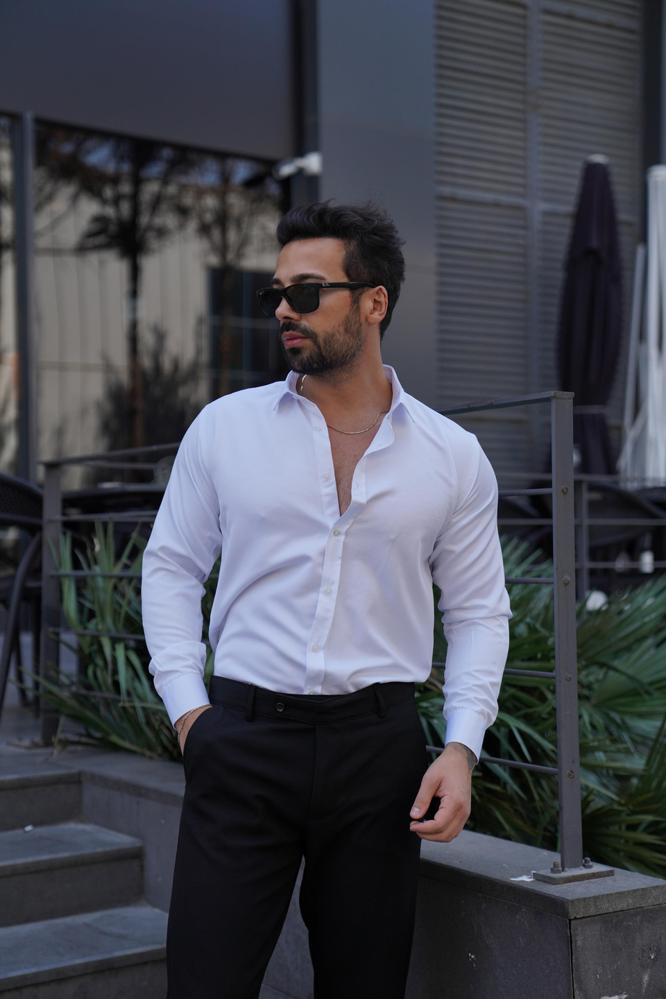 GÖMLEKBeyaz Slim Fit Klasik Düz Gömlek 