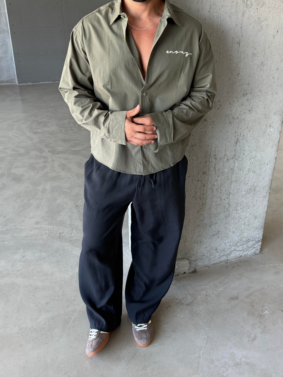 GÖMLEKHaki Poplin Boxy Pamuk PNC 2547