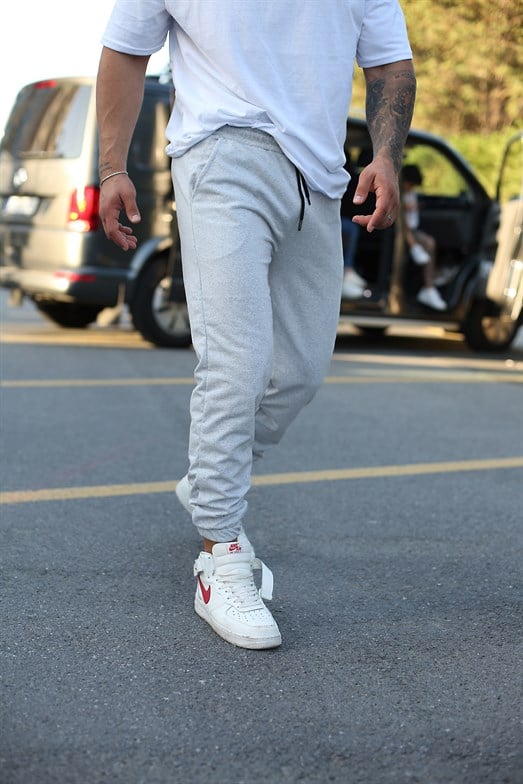 JoggerErkek Gri Paça Lastikli Jogger