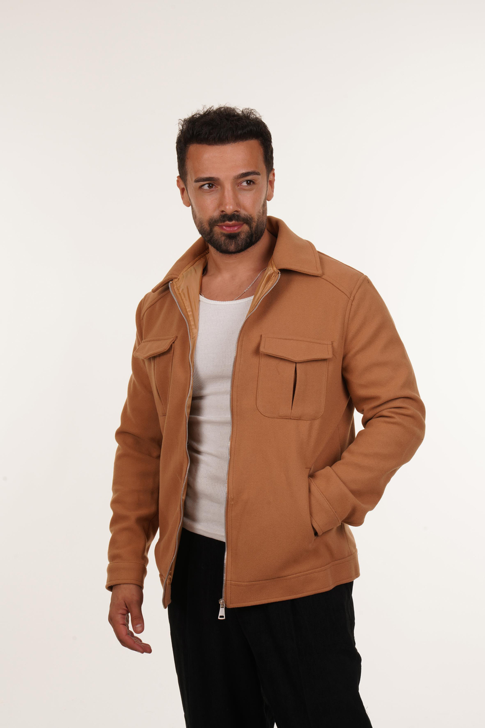 KAŞE KABANCamel Robalı Kaşe Ceket PNC 5048
