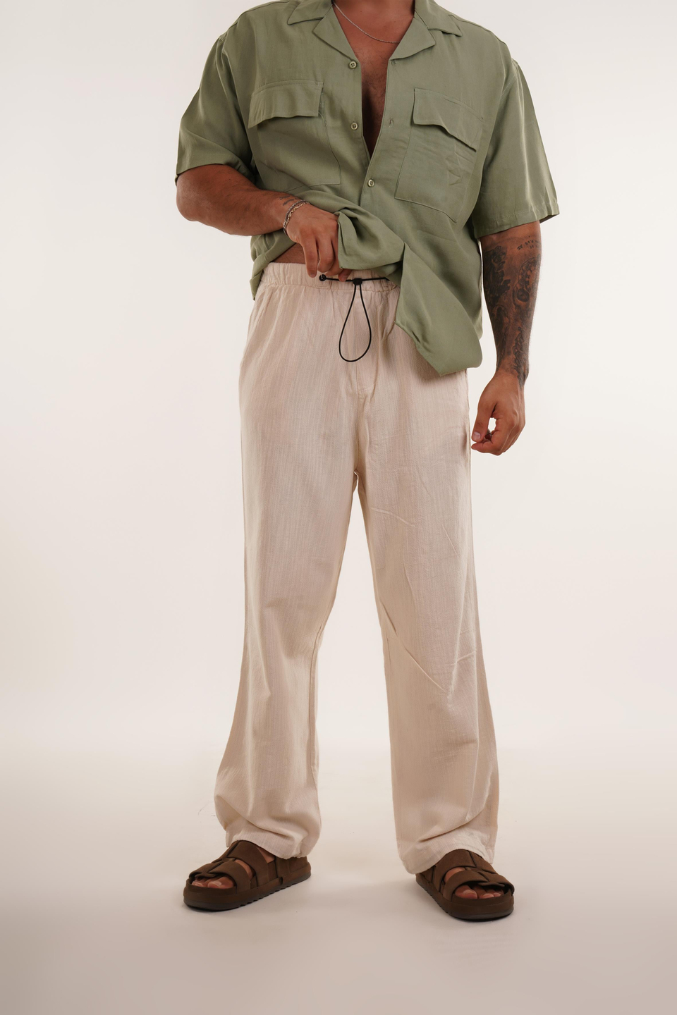 KETEN PANTOLONBej Stoper Paça Keten Pant. VMS 40636
