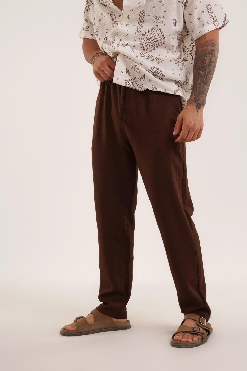 KETEN PANTOLONKahve Keten Baggy Pantolon KNG