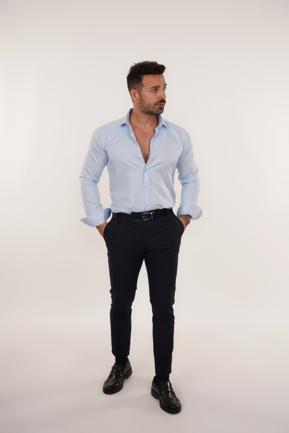 KOMBİNBebemavi Slim Fit Klasik Düz Gömlek, Lacivert Kumaş Pantolon Slim Fit PLT 011