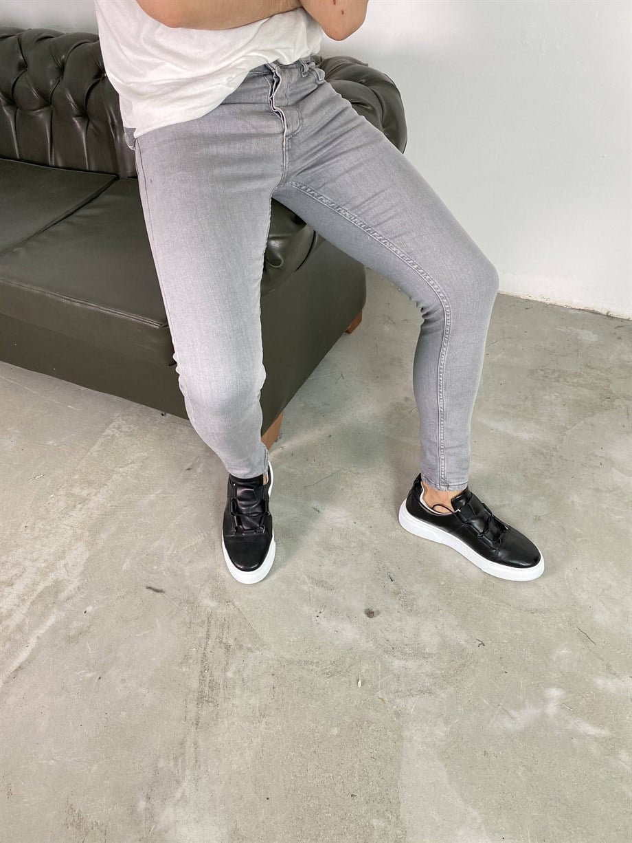 KOT PANTOLONErkek Gri Düz Slim Fit Kot Pantolon