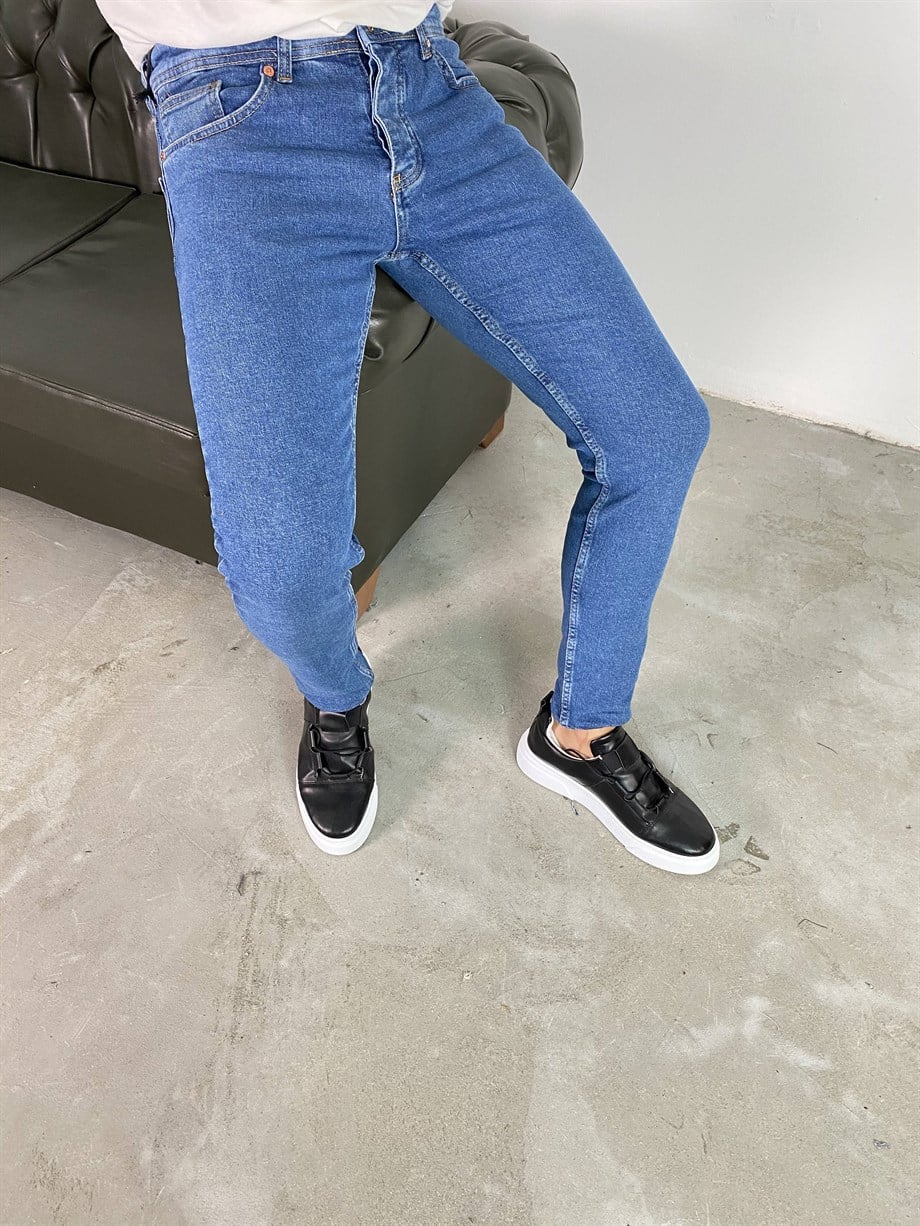 KOT PANTOLONErkek Soft Mavi Düz Slim Fit Kot Pantolon
