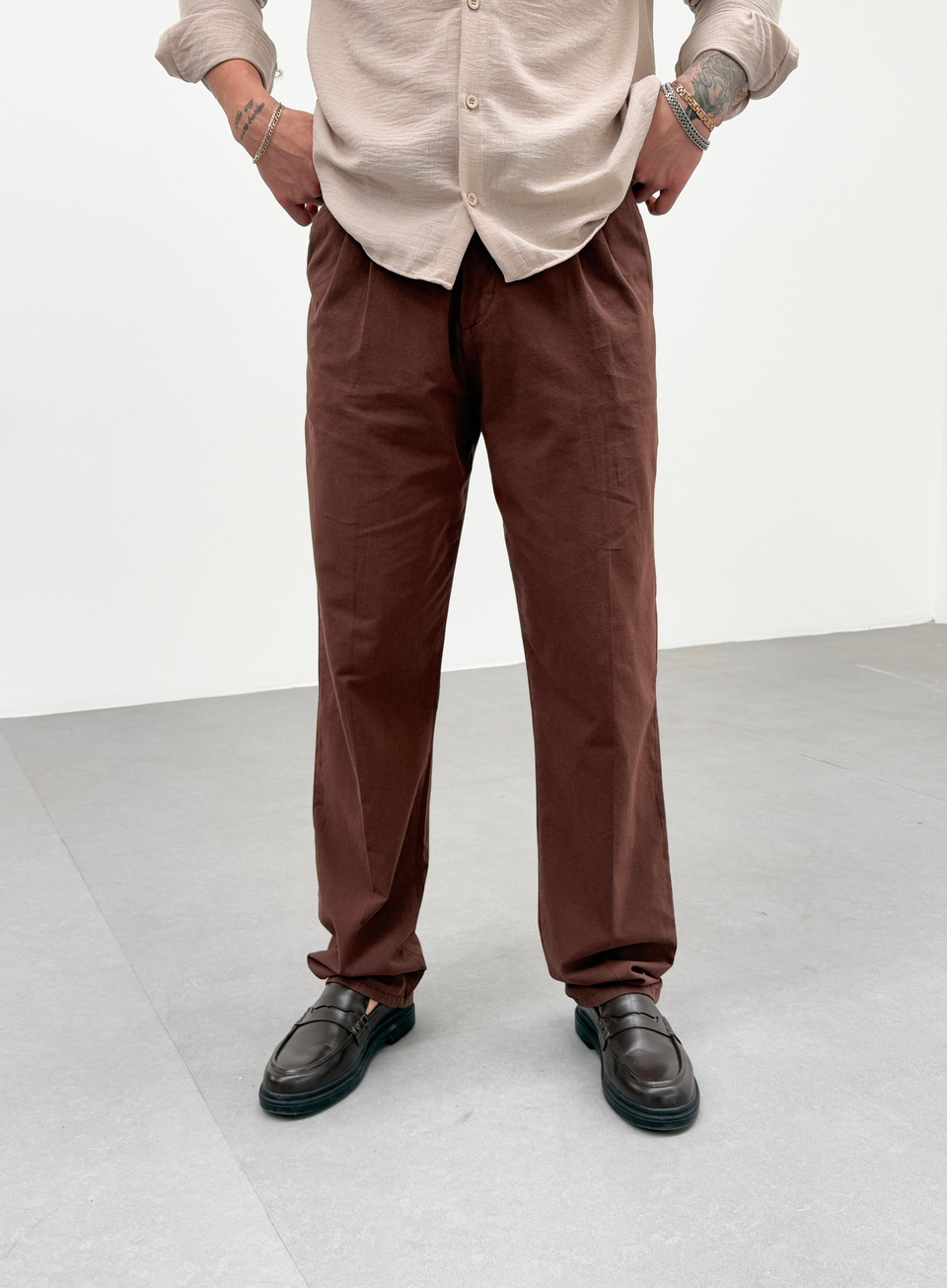 KOT PANTOLONKahve Bel İpli Baggy Pantalon SNZ M4595