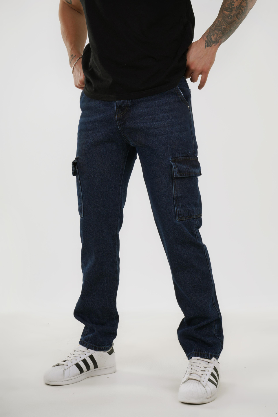 KOT PANTOLONKoyu Lacivert Kargo Cep Baggy Kot Pantolon PSP 5015