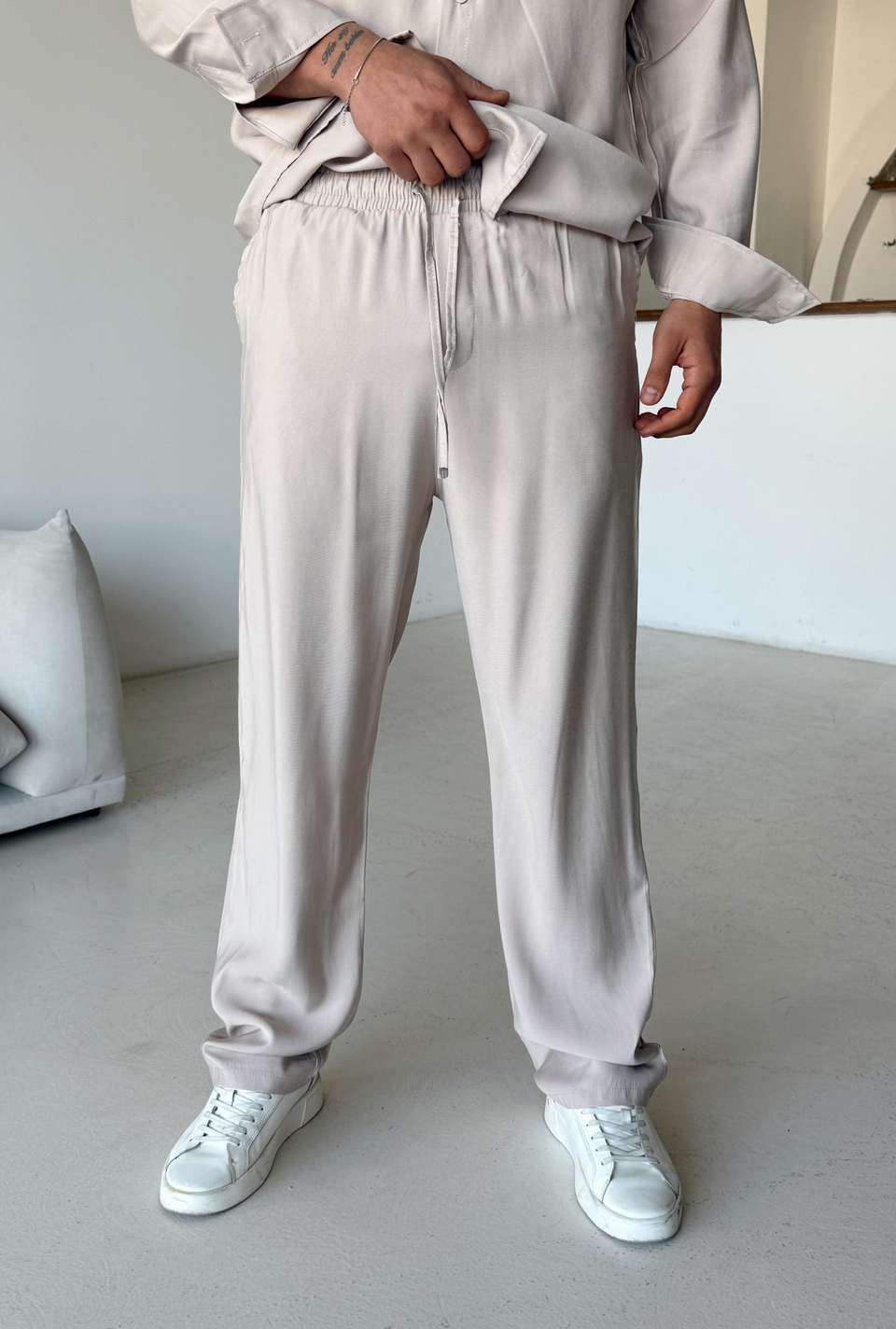 KUMAŞ PANTOLONBej Diogenal Tensel Gramajlı Cep Kapaklı Pantalon Snz 50531