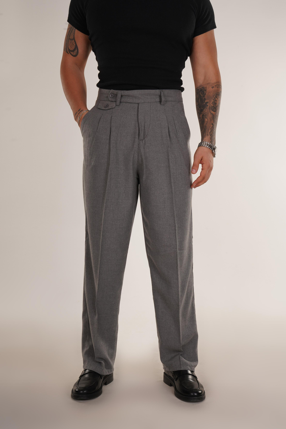 KUMAŞ PANTOLONFüme Bel Düğmeli Regular Fit Kumaş Pantolon 8418