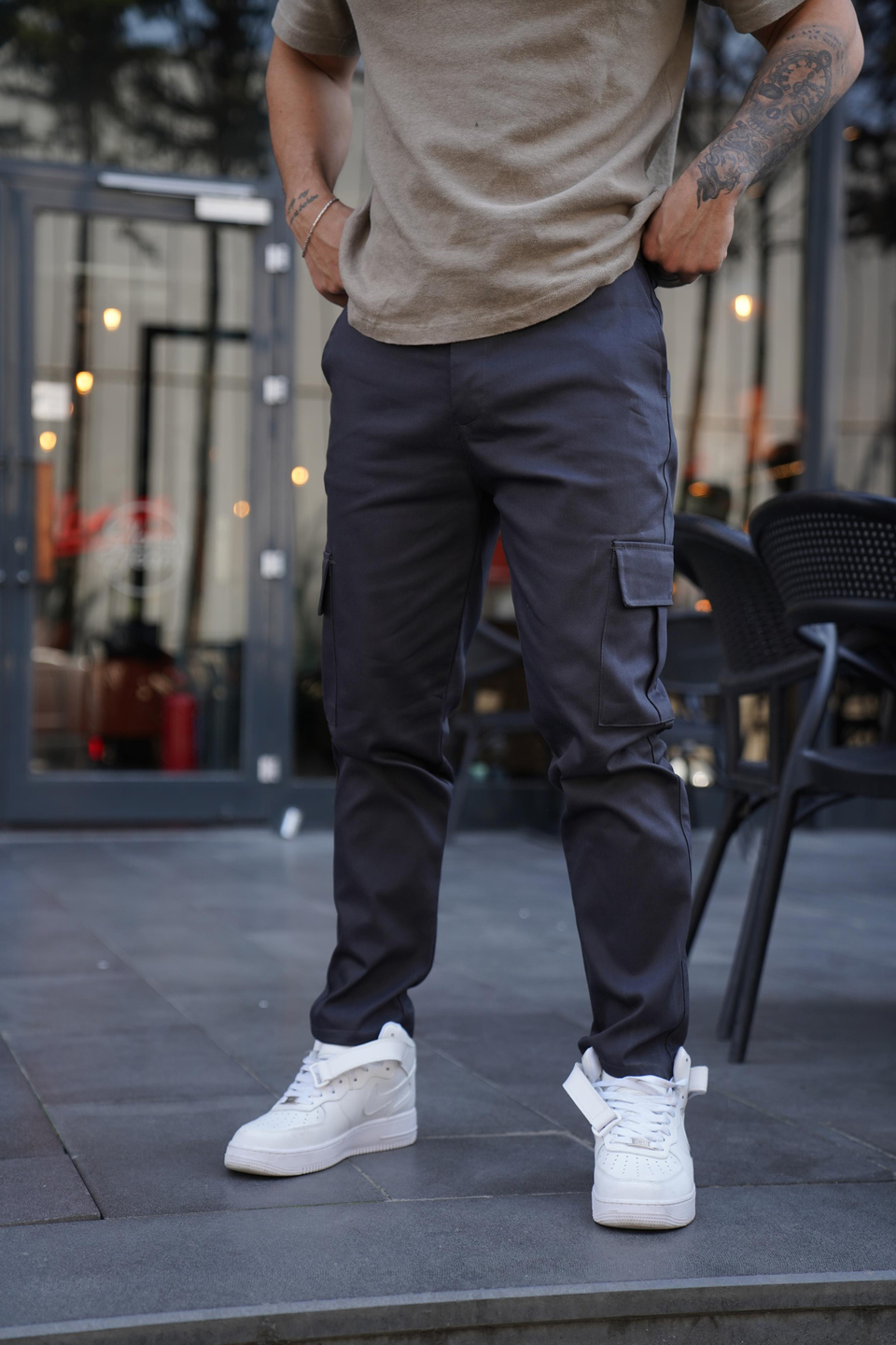 KUMAŞ PANTOLONFüme Gabardin Baggy Kargo Cep Pantolon PLT 013
