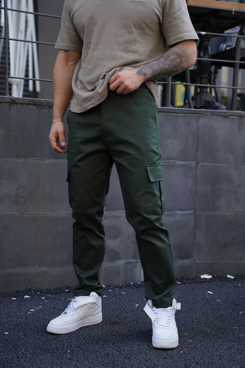 KUMAŞ PANTOLONHaki Gabardin Baggy Kargo Cep Pantolon PLT 013