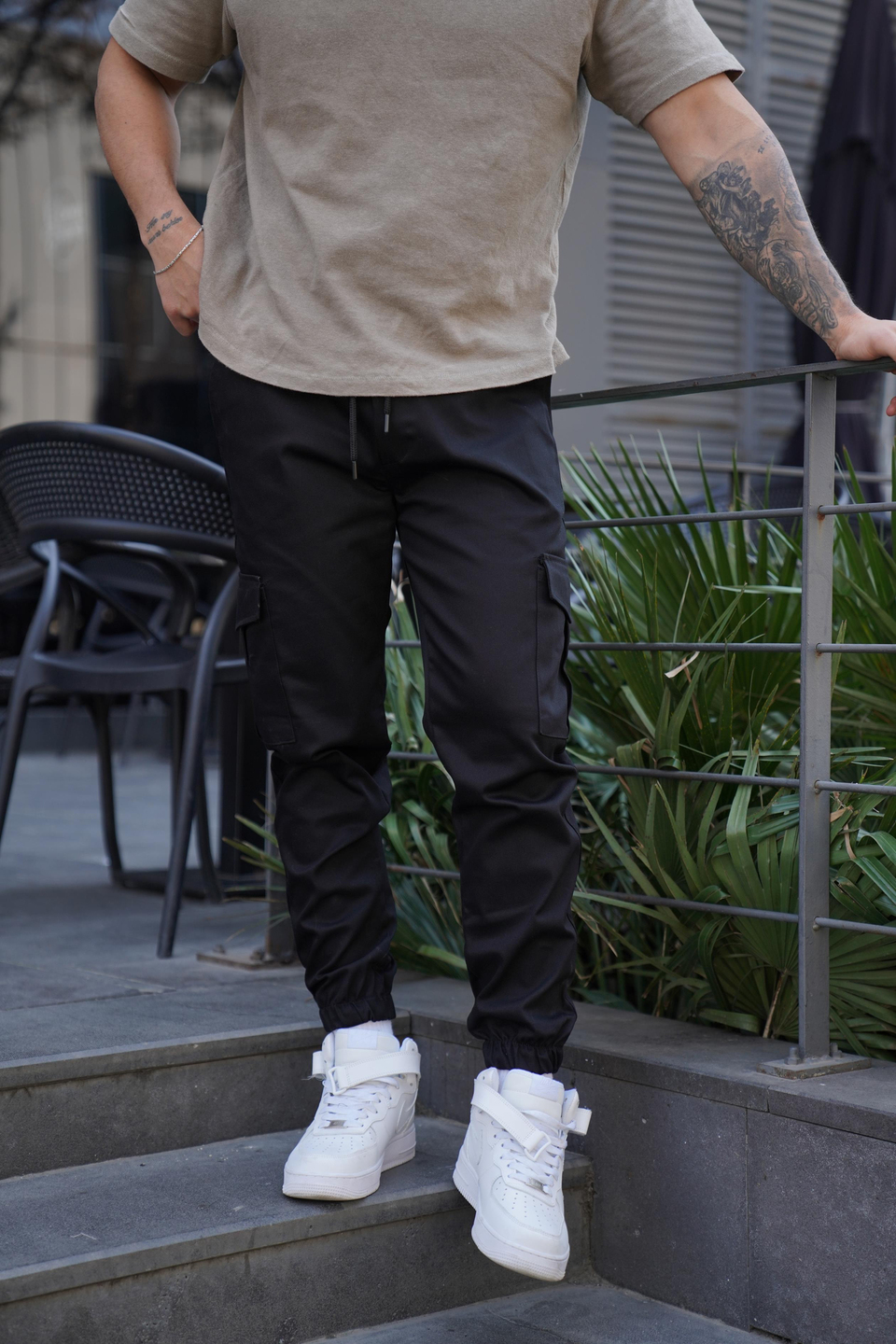 KUMAŞ PANTOLONSiyah Gabardin Kargo Cep Kelepçe Paça PLT 014