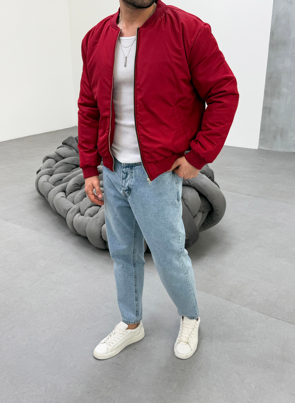 MONTBordo YAKA RİBANALI BOMBER CEKET