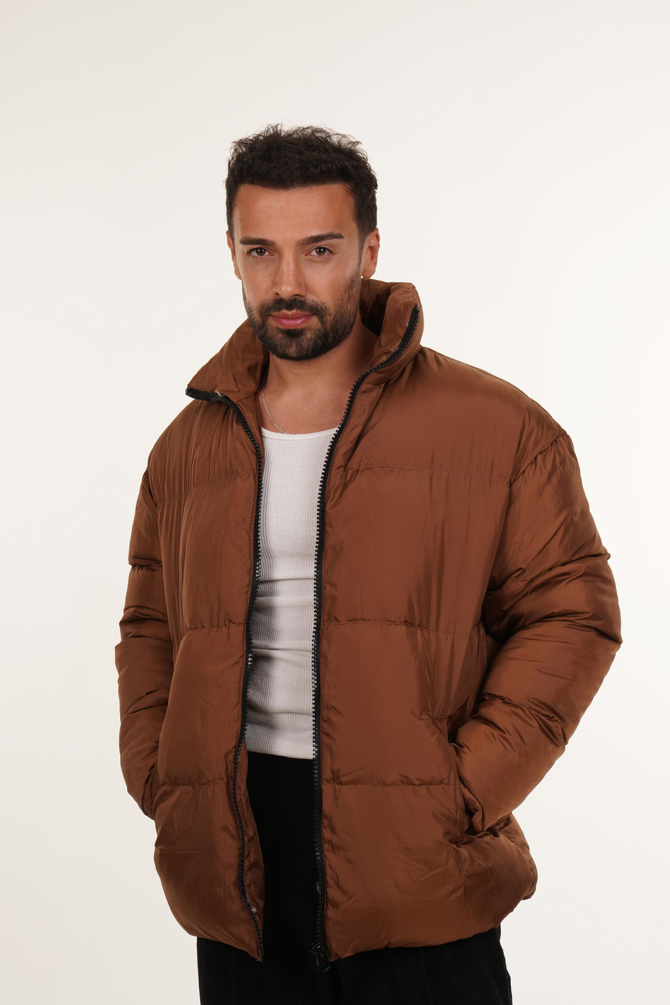 MONTKahve Dik Yaka Şişme Mont PNC 5004