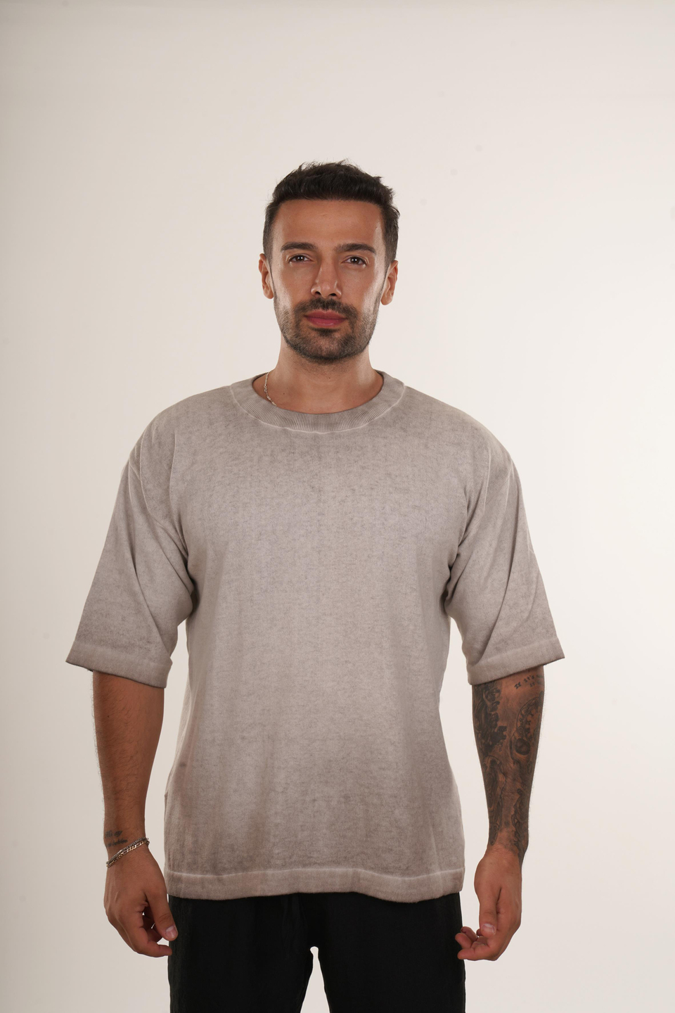 OVERSİZE T-SHİRTVizon Gölgeli Bisiklet Yaka Triko Oversize T-SHİRT VMS 40912