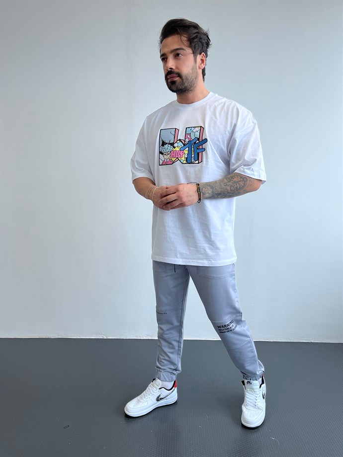 OVERSİZE TSHİRTLERBeyaz Göğüs HelpTF Baskılı Oversize T-SHİRT BLTZ