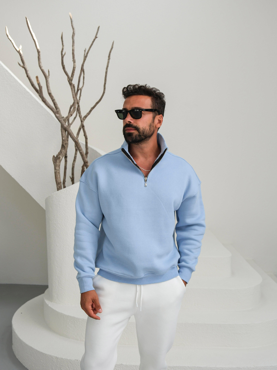 SweatBebemavi 3 İplik Oversize Compak Yarım Fermuarlı SC