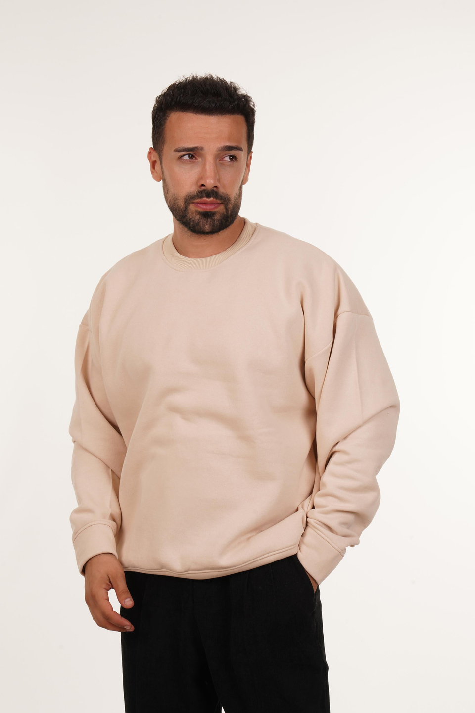 SweatBej 3 iplik Oversize Bisiklet Yaka SC