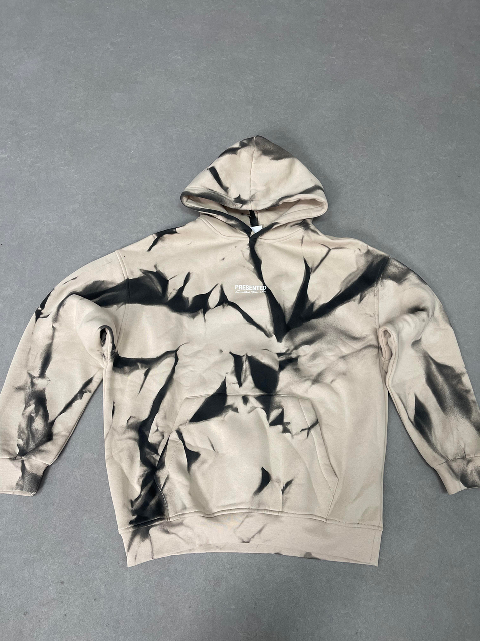 SweatBej 3 İplik Presented Yazılı Yıkalamalı Kapşonlu Sweat VMS V1029