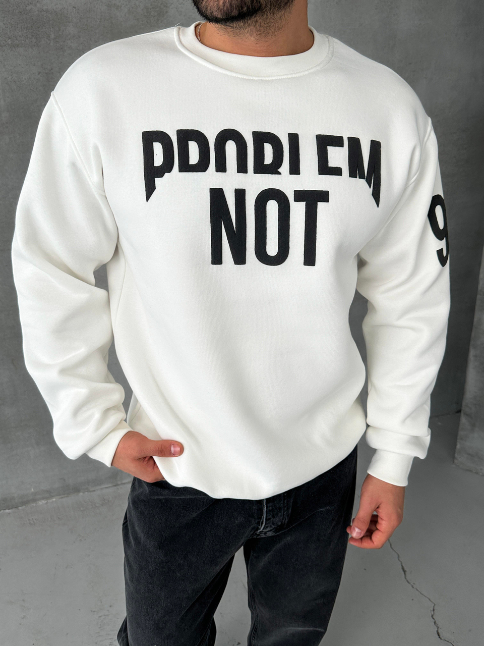 SweatBeyaz Problem Baskılı Sweat SNZ M8409