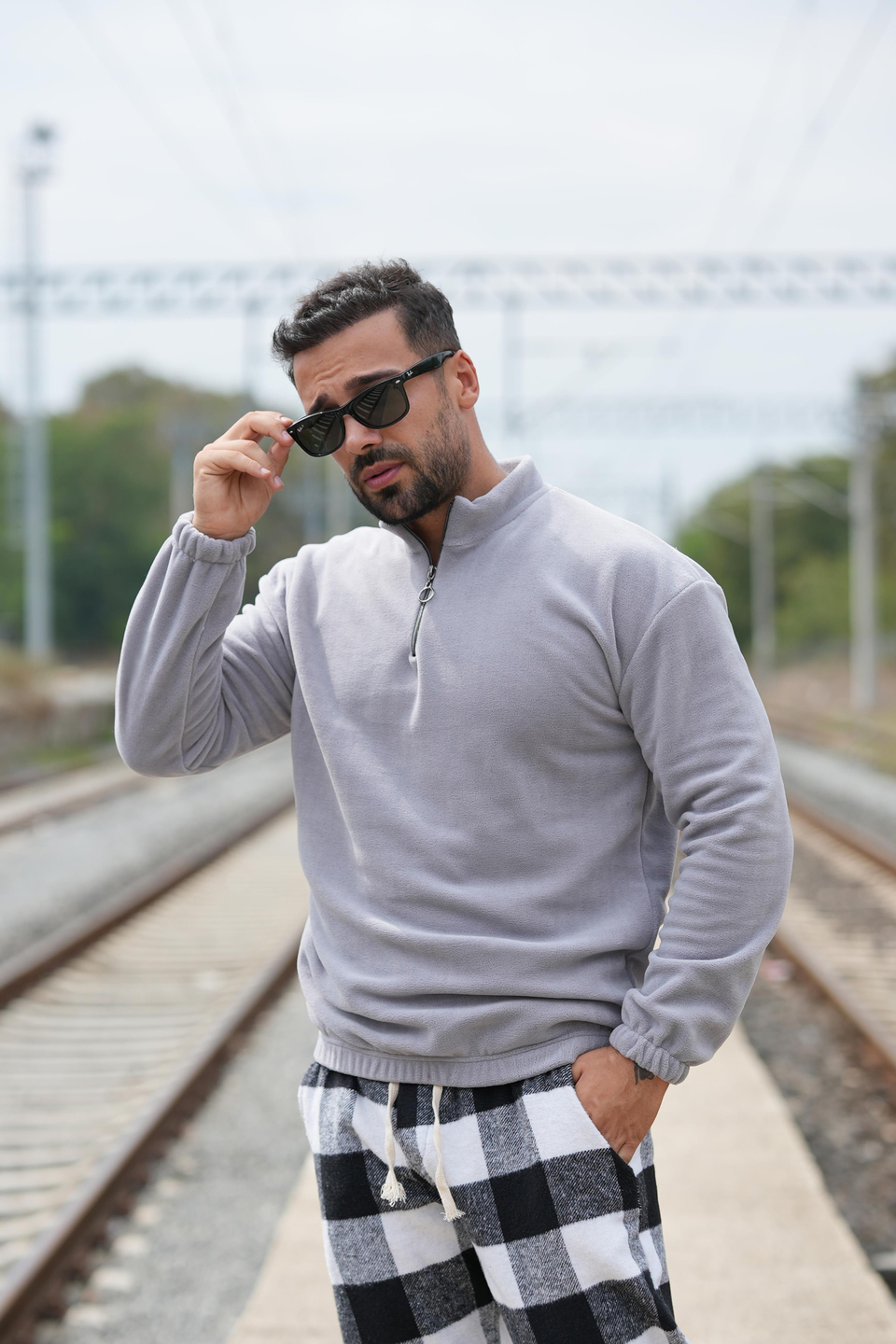 SweatBOYAMA GRİ yarım fermuarlı polar SC