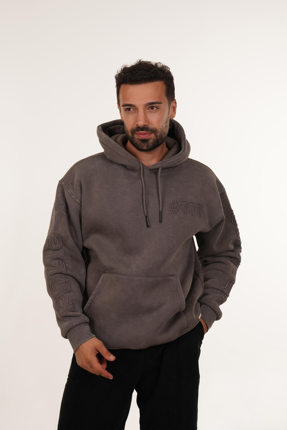SweatFüme 777 Yazılı Kapşonlu Sweatshirt PLZ