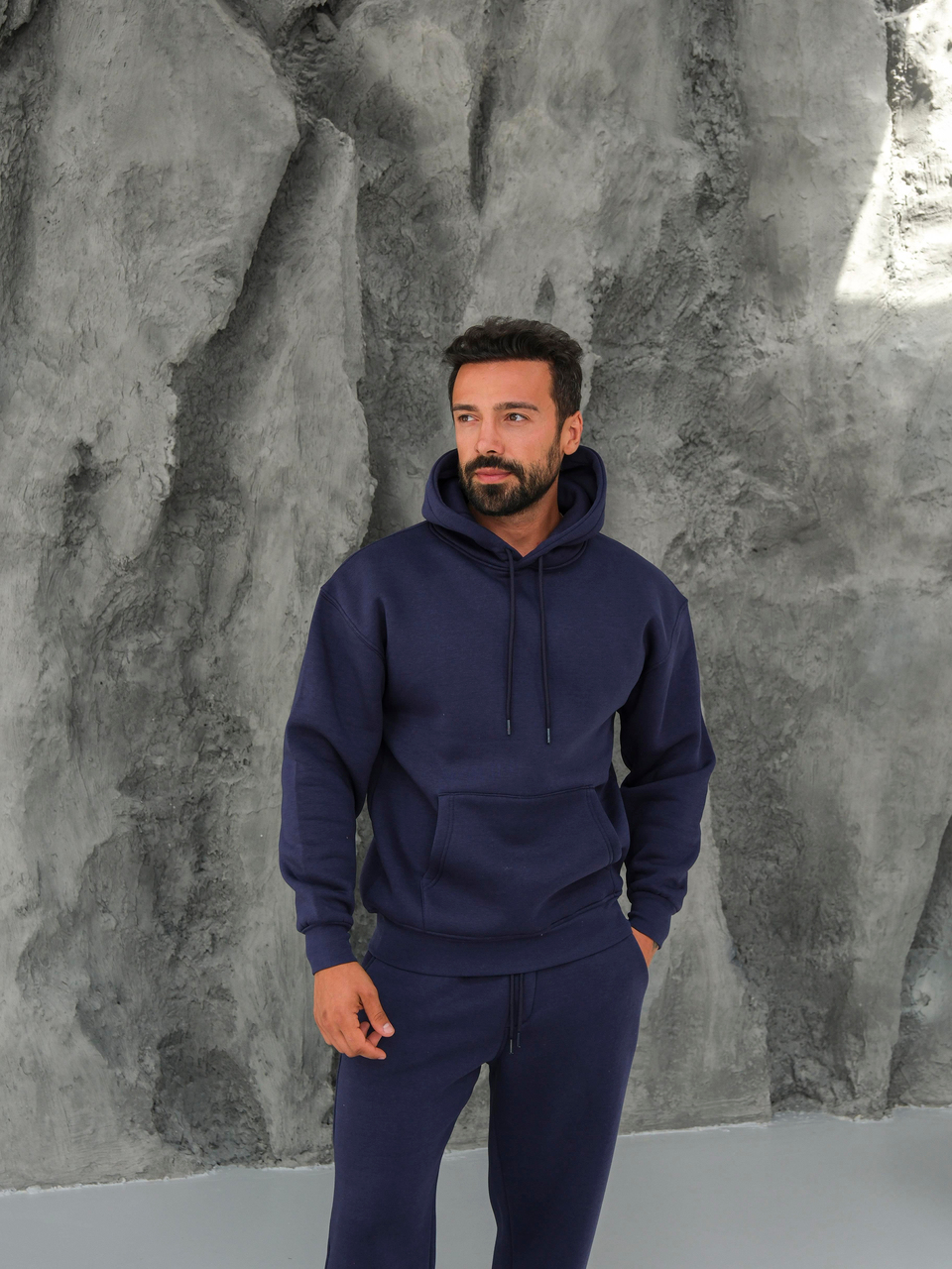 SweatLacivert 3 İplik Oversize Compak Kapüşonlu SC