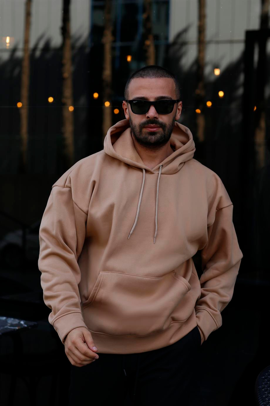SWEATSHİRTKrem 3 İplik Oversize Kapşonlu Hoodie Sweatshirt SC