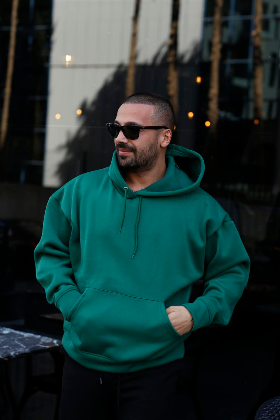 SWEATSHİRTZümrütyeşili 3 İplik Oversize Kapşonlu Hoodie Sweatshirt SC