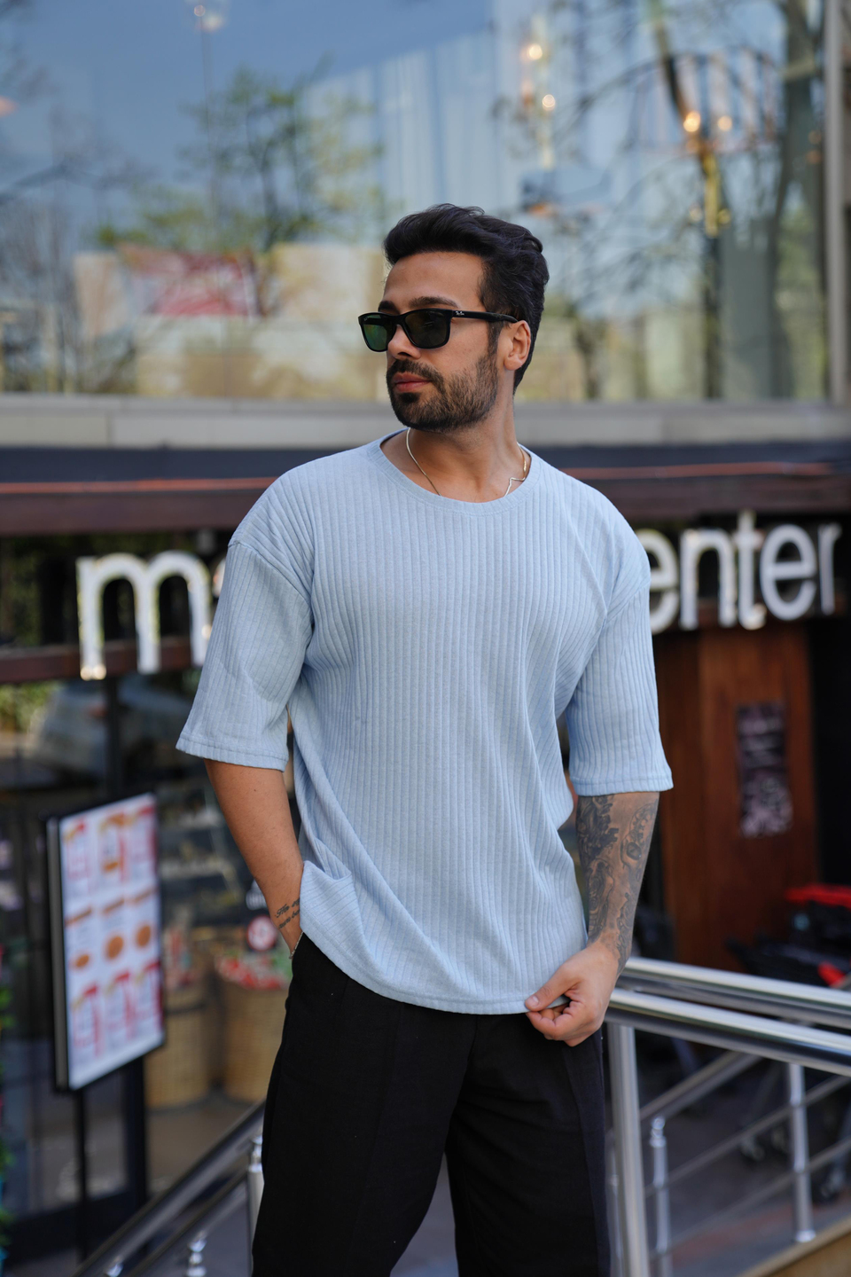 T-SHİRTBebemavi Fitilli Oversize T-Shirt SC