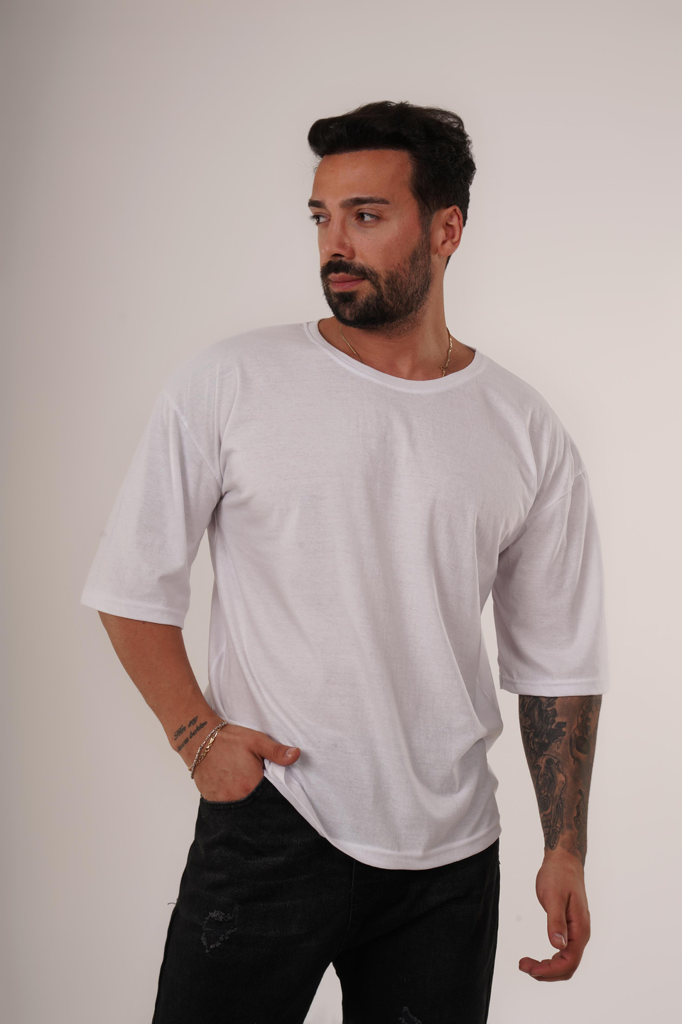 T-SHİRTBeyaz Düz Suprem Oversize SC