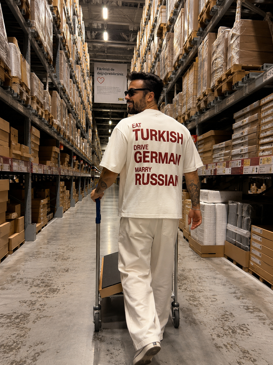 T-SHİRTBeyaz Marry Russian Baskılı Oversize T-SHİRT SC