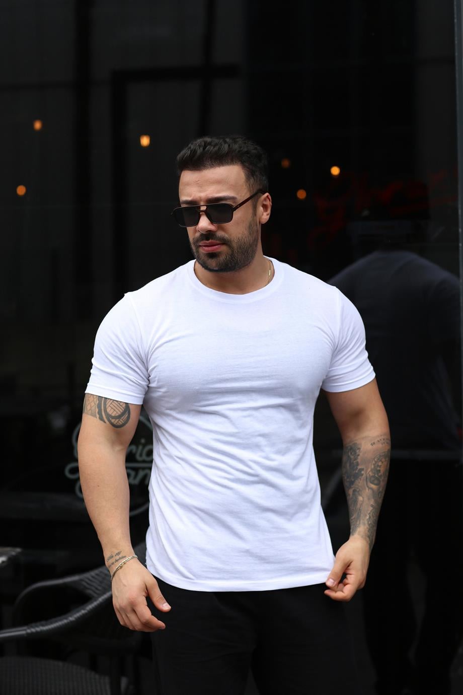 T-SHİRTBeyaz Slim Fit Basic T-SHİRT SC